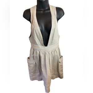 Meadow Rue Deep V-Neck Linen Blend  Romper Dress Size 4